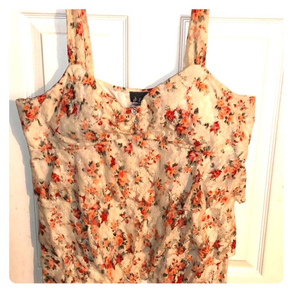💐Super cute floral ruffle tank top size 3x 🌸🌼🌺